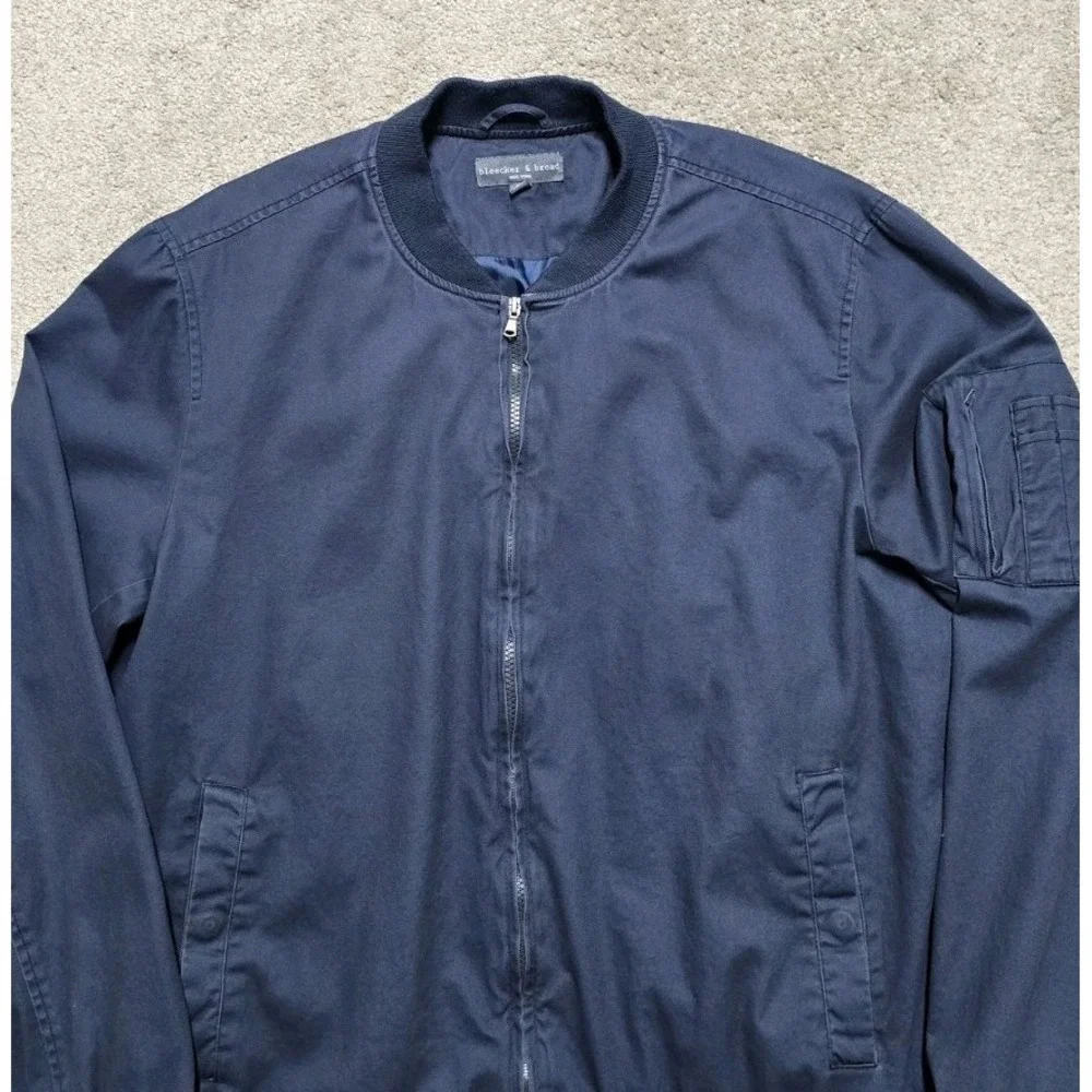 Bleecker & Broad Navy Canvas Bomber Jacket Mens XL Full Zip‎ Military